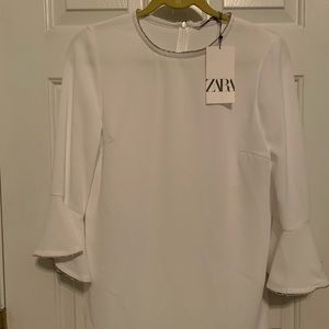 Zara shiny top with ruffled sleeves size M